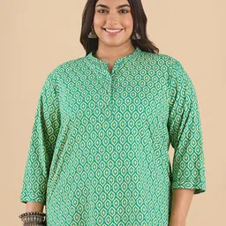 Big Hello - The Plus Life Quirky Printed V-Neck Pure Cotton Kurti-picture-9