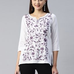 QAZMI Aari Embroidered Straight Kurti-image-43