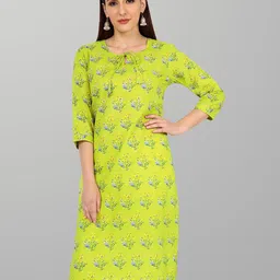 Jevi Prints Women Green Floral Printed Kurta-19