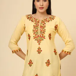 VAIRAGEE Floral Embroidered Chikankari Chikankari Kurti-image-75