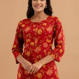 FERANOID Floral Printed Pure Cotton Kurti-picture-15