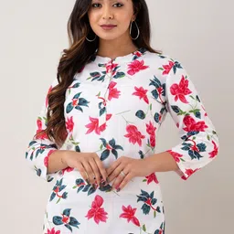 FERANOID Floral Printed Pure Cotton Kurti-image-13