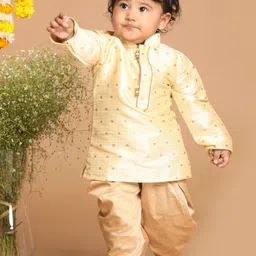 VASTRAMAY Boys Gold-Toned Kurta with Dhoti Pants-image-99