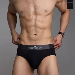 Modern Crew Men Pack Of 3 Low-Rise Anti Microbial Briefs MC3-B-002-CL-JB-JB-JB-Black-picture-10