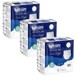 Lyfcare Set Of 3 Secure Night Adult Pull Up Diaper Pants - L - 10 Pieces Each-33