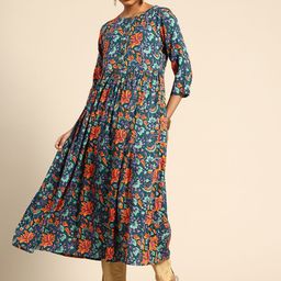 A&K Floral Printed Kurta with Gotta Patti Detail-image-80