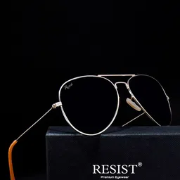 RESIST EYEWEAR Unisex Aviator Sunglasses With UV Protected Lens AIRCRAFTSGLDBLACK-43