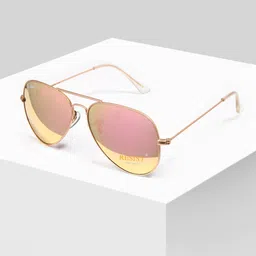 RESIST EYEWEAR Unisex Aviator Sunglasses with UV Protected Lens AV GOLD PINK REVO1-12