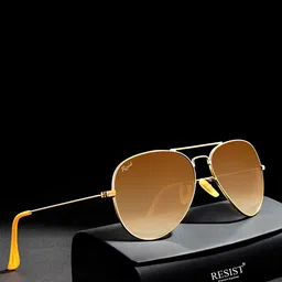 RESIST EYEWEAR Unisex Aviator Sunglasses with UV Protected Lens AV GF BROWN DC1-image-97