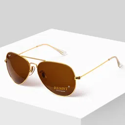 RESIST EYEWEAR Unisex Aviator Sunglasses with UV Protected Lens AIRGOLDBROWN-13