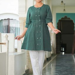 YASH GALLERY Striped Pure Cotton Tunic-image-76