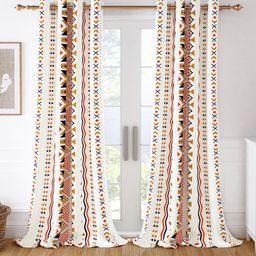 Story@home Set of 2 White & Mustard Geometric Room Darkening Long Door Curtain-image-81