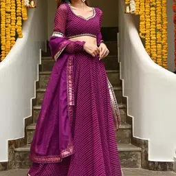 Lavanya The Label Purple & Gold-Toned Printed Ready to Wear Lehenga & Blouse With Dupatta-35