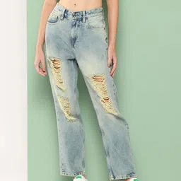 Killer Women Smart Straight Fit Mid-Rise Highly Distressed Light Fade Jeans-image-62