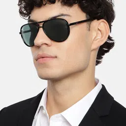 RESIST EYEWEAR Unisex Aviator Sunglasses With UV Protected Lens PIOBLACKBL-44