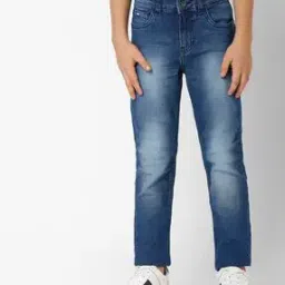 Washed Mid-Rise Jeans-image-10