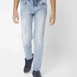Washed Mid-Rise Jeans-46