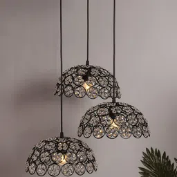 Homesake Black & Transparent Self Design Handcrafted Crystal Hanging Light-image-56