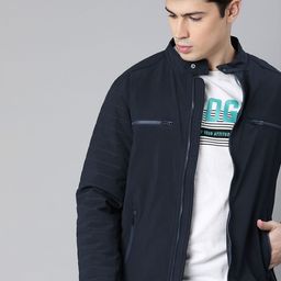 WROGN Men Navy Blue Solid Tailored Jacket-image-14