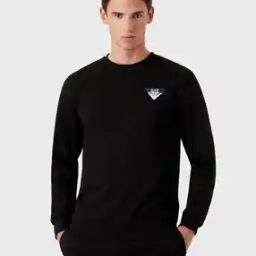 Round-Neck Sweatshirt with Patch Logo Print-image-62