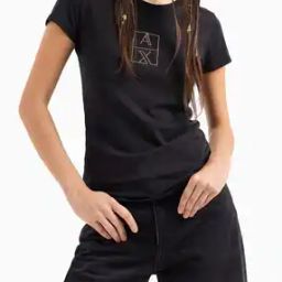 Women Logo Print Slim Fit Crew-Neck T-Shirt-image-18