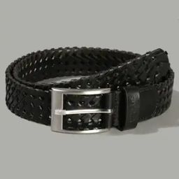 Men Luxe Leather Braided Belt with Buckle Closure-image-5