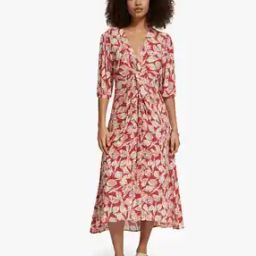 Midi Wrap Dress with Knot Detail-67