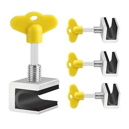 ARRAX Sliding Window Locks Adjustable Security Window Lock Window Stoppers Aluminium With Key Childproof Safety Window Lock Clamps For Vertical Horizontal Slide Door Windows (4Pcs),Silver image 1