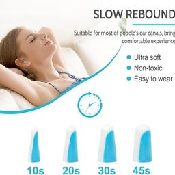 QIBEST Noise Cancelling Earplugs for Sleep - 60 Pairs, 38dB Ear Plugs for Sleeping, Snoring, Shooting, Mowing Loud Sound Reduction- Light Blue/White image 2