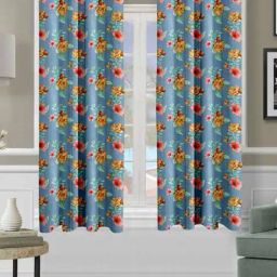cortina eyelet curtain Set of 2 Floral Print Eyelet Window Curtains image 2