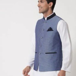 maxence Men Patterned Regular Fit Nehru Jacket with Welt Pockets image 2