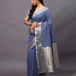 ri-wah Saree with Geometric Print Border image 2