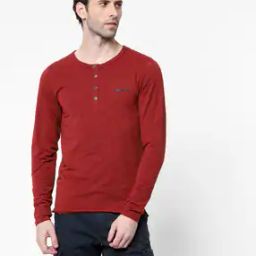 Slim Fit Henley T-shirt with Full Sleeves-image-37