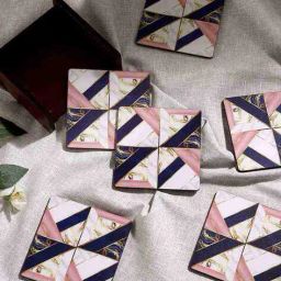 wonderchef Set of 6 Wooden Marble Mosaic Coasters image 3