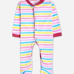 mm impex Pack of 3 Striped Rompers with Button Closure image 3