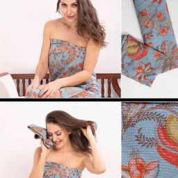 hot gown Set of 2 Floral Print Face & Bath Towel Set image 3