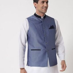 maxence Men Patterned Regular Fit Nehru Jacket with Welt Pockets image 3