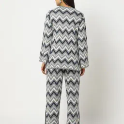 svrnaa by azorte Chevron Print Regular Fit Top & Pants Set image 3