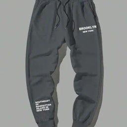 poshax Men Typographic Print Joggers with Insert Pockets image 3