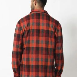 rare rabbit Men Checked Button-Down Shacket with Buttoned Flap Pockets image 3