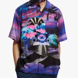 Placed Printed Tencel Shirt-image-99