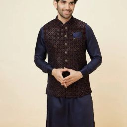 manyavar Men Embroidered Regular Fit Nehru Jacket image 4