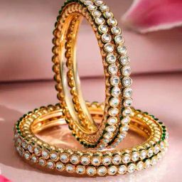 rubans Set of 4 Embellished Stone-Studded Bangles image 4