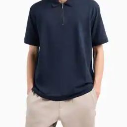 Men Regular Fit Polo T-Shirt with Half-Zip Closure-image-98