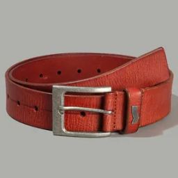 Men Punch-Out Leather Belt with Buckle Closure-image-85