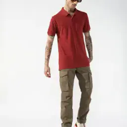 Men Slim Straight Patch Pocket Cargo Pants with Flaps-image-71