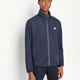 Front-Open Zip-Up Blouson Jacket with Contrast Zip & Logo Patch-image-48