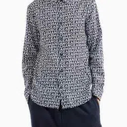 Men All-Over Brand Print Regular Fit Shirt-19