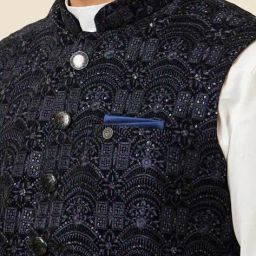 manyavar Embroidered Nehru Jacket with Welt Pockets image 5