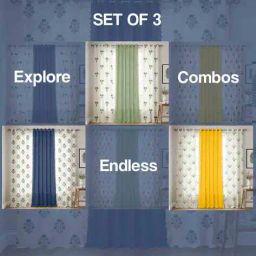 urban space Set of 3 Floral Print Window Curtains with Eyelets image 5